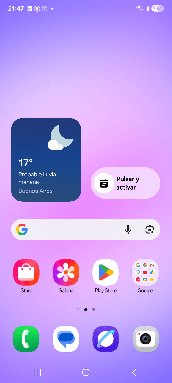 Pantalla de inicio de otro celular Android conectado a CellFarm