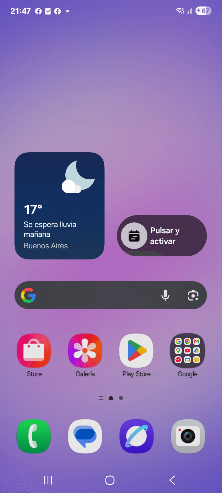 Pantalla de inicio de un celular Android conectado a CellFarm